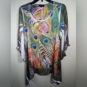 Cal Style Peacock Bling Boho Top